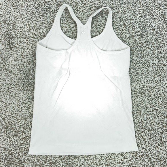 Lululemon Tank Top Womens 12 B/C White Ribbed Racerback Ebb To Street Bra Gym - Picture 4 of 8